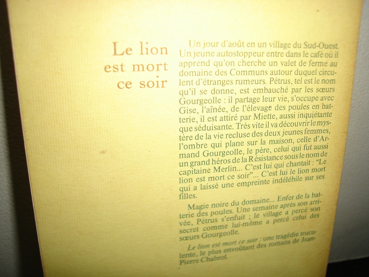 169- Francés - Le Lion Est Mort Ce Soir - Jean-Pierre Chabrol