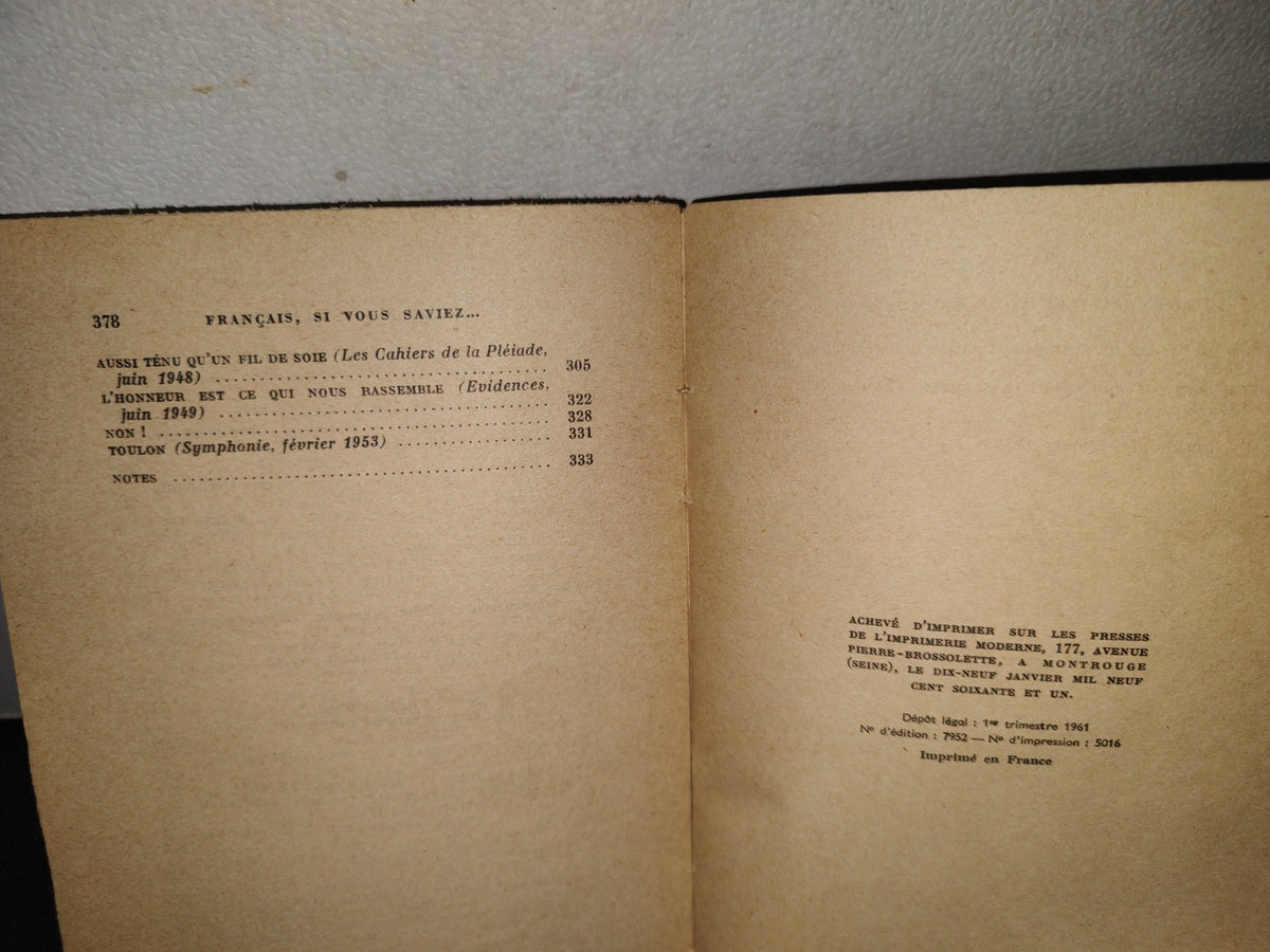 172- Français, Si Vous Saviez (1945-1948) - Georges Bernanos - Librairie Gallimard - 1961