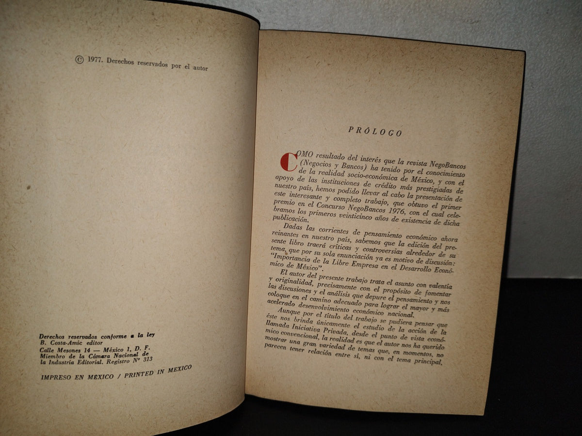 139- Importancia De La Libre Empresa En El Desarrollo Económico De México - Edgar Mason - B Costa Amic Editor, 1977