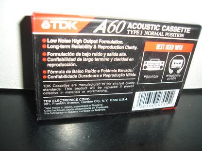 A2- Cassette Virgen Tdk A60. Acoustic Cassette Normal Position