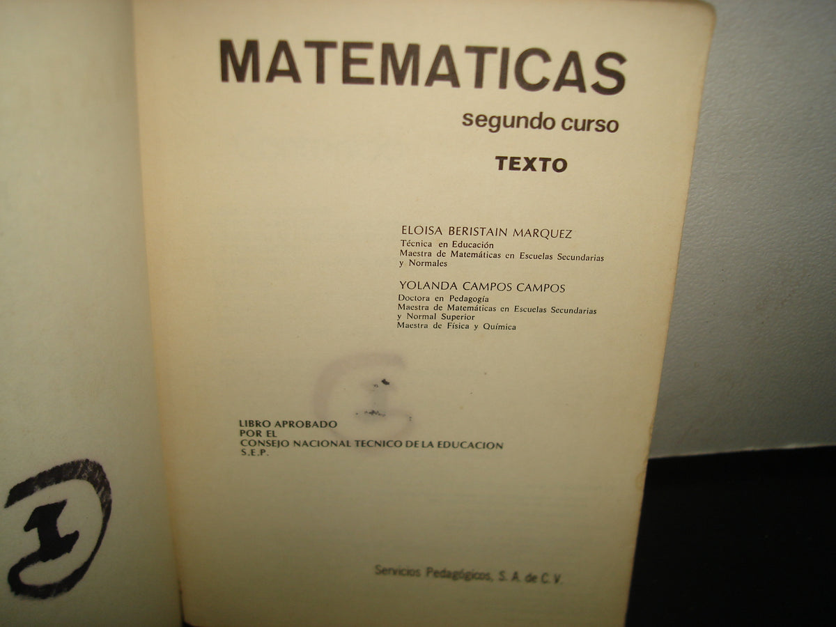 10- Matemáticas, Segundo Curso -Eloisa Beristain Márquez