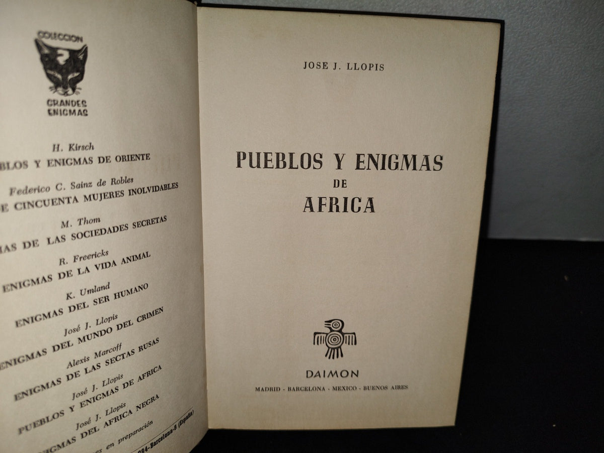 57- Pueblos Y Enigmas De África - José J. Llopis - Ediciones Daimon 1964