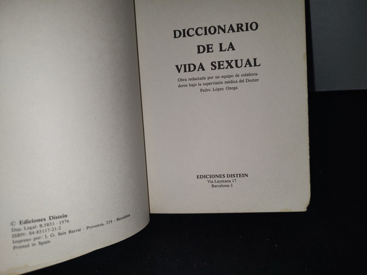 75- Diccionario De La Vida Sexual. Ediciones Distein - 1976