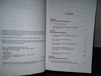 220- Institutions And Democratic Statecraft, Edited By Metin Heper, Ali Kazancigil, Bert A. Rockman