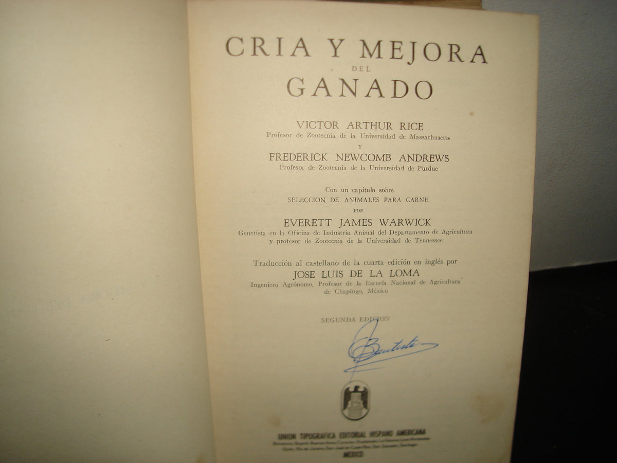 163- Cría Y Mejora Del Ganado - Victor Arthur Rice - 1956