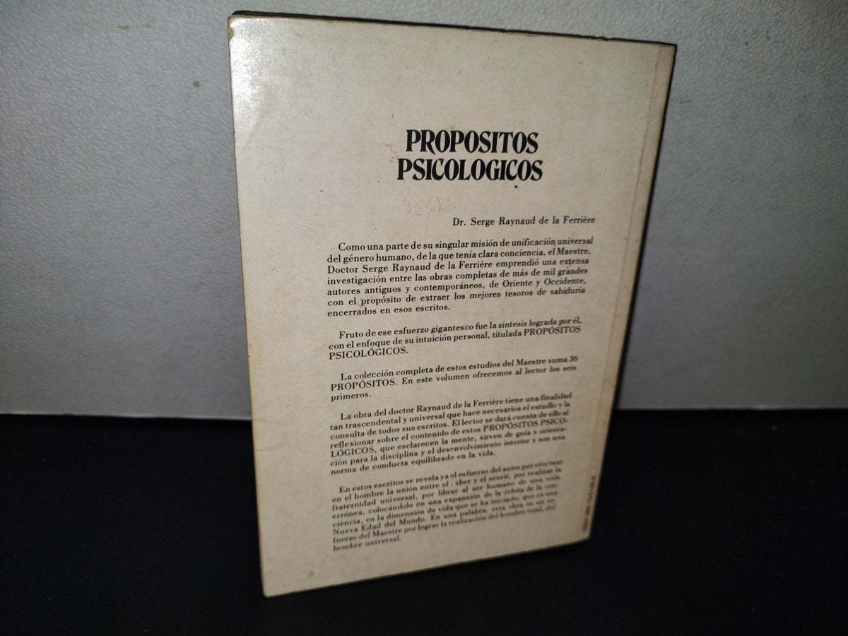 89- Propósitos Psicológicos. I Al Iv - Serge Raynaud De La Ferriere - 1980