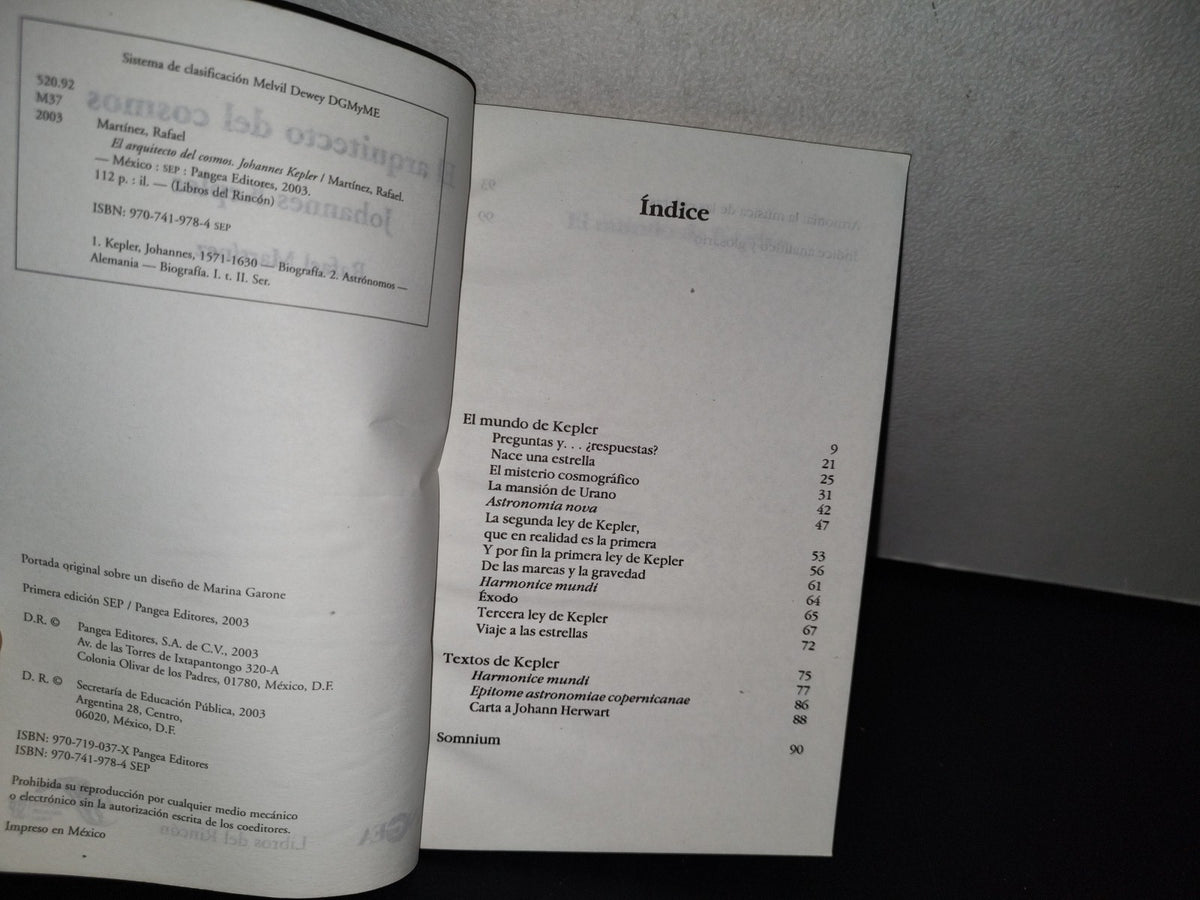 179- El Arquitecto Del Cosmos. Johannes Kepler - Rafael Martínez. Libros Del Rincón Sep - 2003