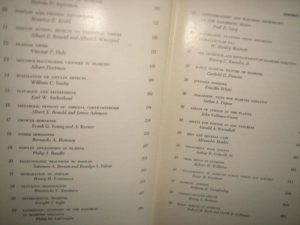 160- Diabetes. With A Chapter On Hypoglycemia, By 54 Author. Edited By Robert H. Williams - 1960