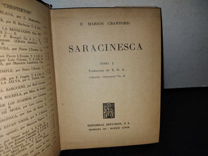 66- Saracinesca. Tomo 2 - F. Marion Crawford - Editorial Difusión, 1946
