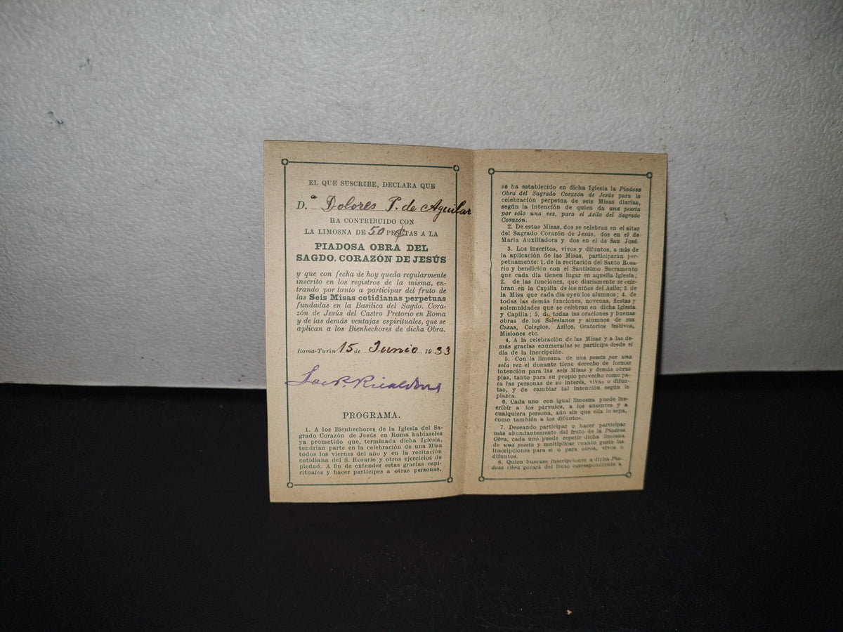 A10C1-2- Preciosa Estampa Con Oración: El Sagrado Corazón De Jesús Con Ángeles Adorándolo - 1933