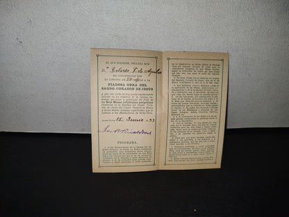 A10C1-2- Preciosa Estampa Con Oración: El Sagrado Corazón De Jesús Con Ángeles Adorándolo - 1933