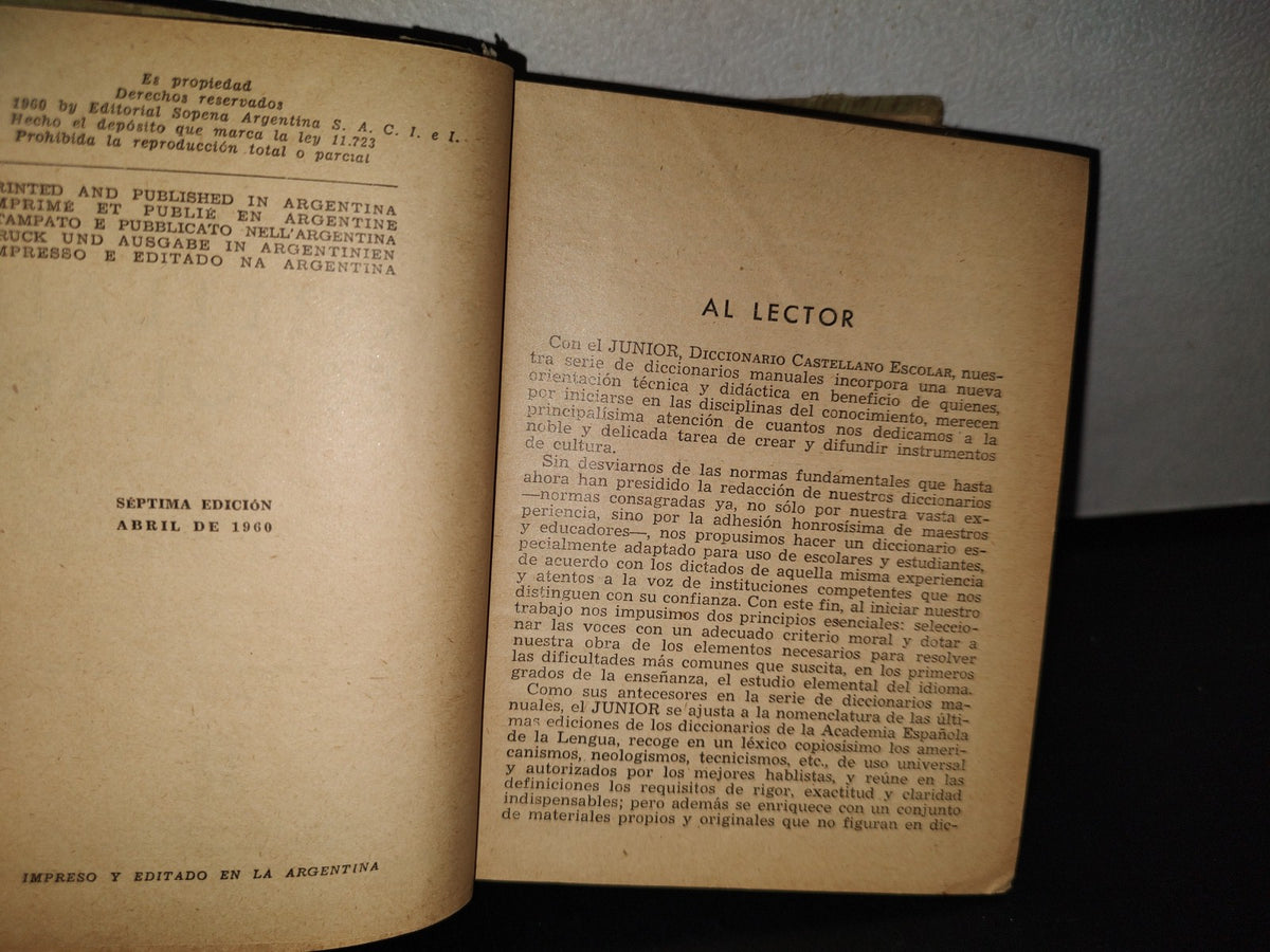 91- Junior Diccionario Castellano Escolar - Editorial Sopena Argentina S. A. - 1960