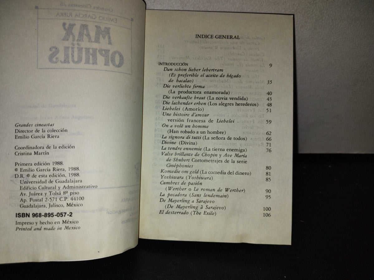 77- Max Ophüls - Emilio García Riera - Universidad De Guadalajara - Primera Edición 1988