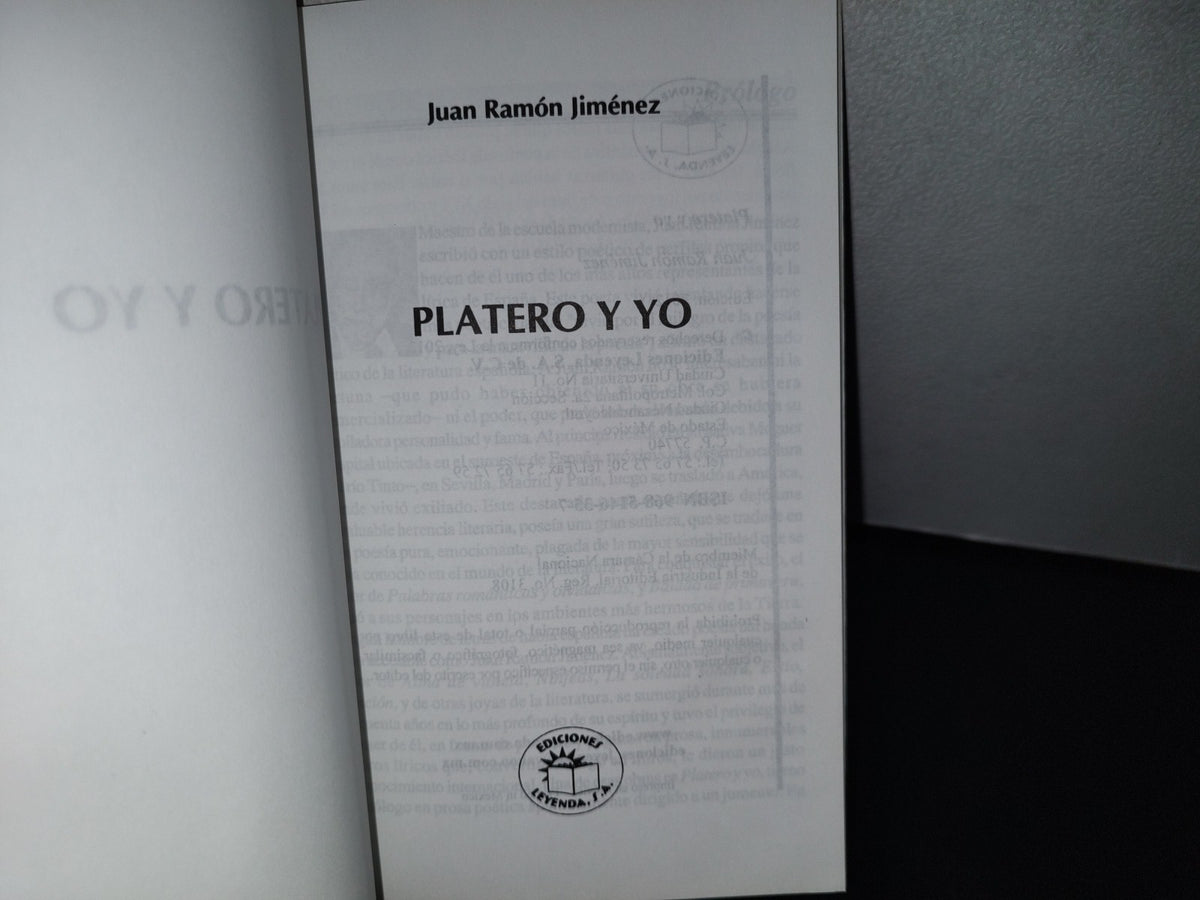 188- Platero Y Yo - Juan Ramón Jiménez - Ediciones Leyenda - 2012