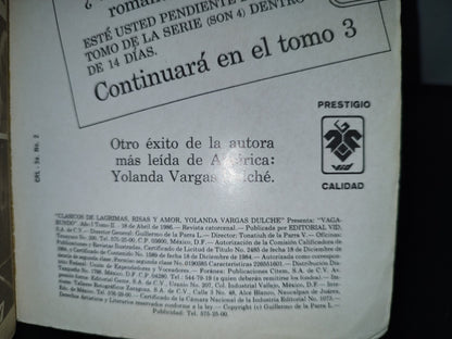 143- Clásicos De Lágrimas Y Risas. Vagabundo En 4 Tomos. Yolanda Vargas Dulché - Tomo 2, 1986
