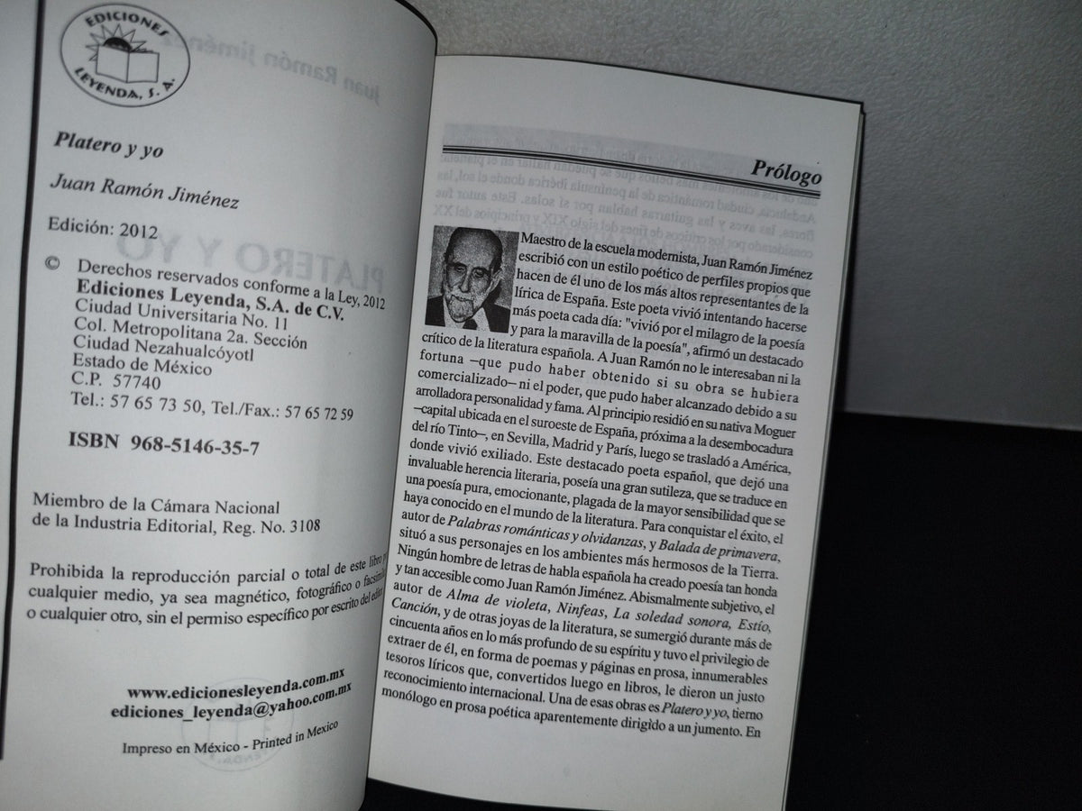 188- Platero Y Yo - Juan Ramón Jiménez - Ediciones Leyenda - 2012