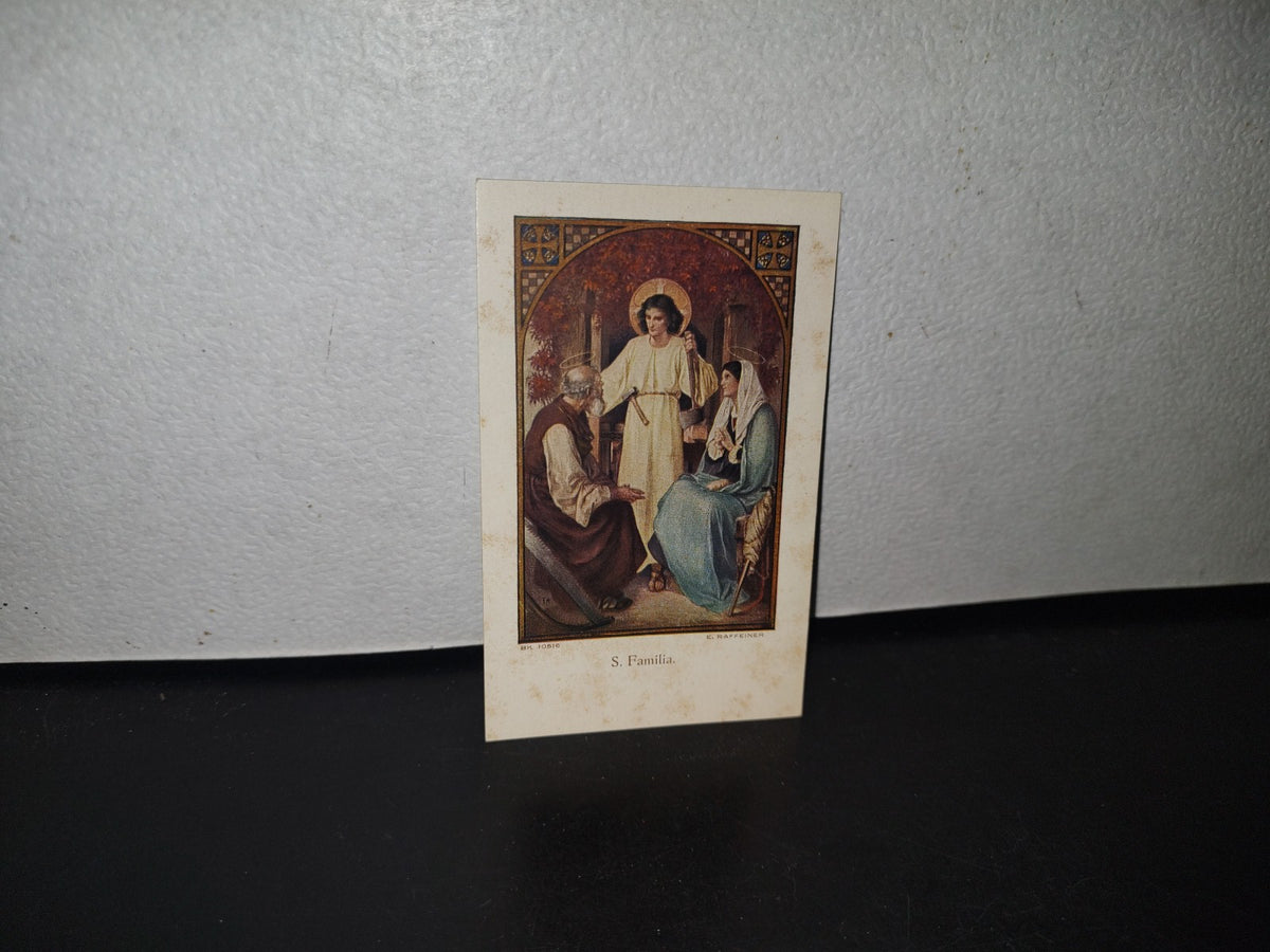 A10C1-2- Antigua Estampita De La Sagrada Familia Con Rara Imagen De Jesucristo Sin Barba - 1935