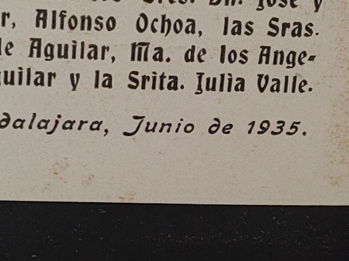 A10C1-2- Antigua Estampita De La Sagrada Familia Con Rara Imagen De Jesucristo Sin Barba - 1935