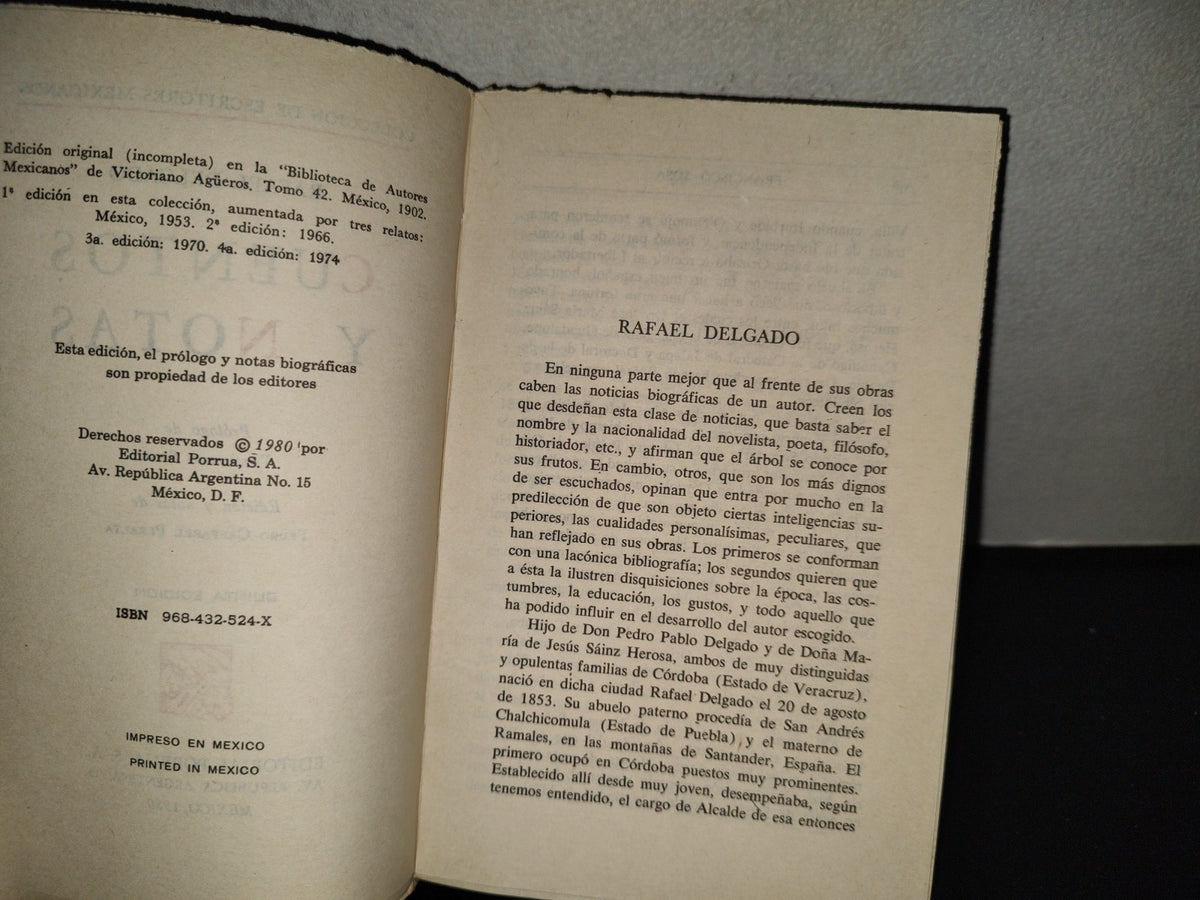 202- Colección De Escritores Mexicanos: Cuentos Y Notas - Rafael Delgado, Porrúa 1980