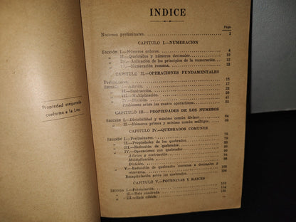 172- Aritmética Y Nociones De Teneduría De Libros Y Álgebra. Tercer Grado. José E. Rozán 40'S, 50'S