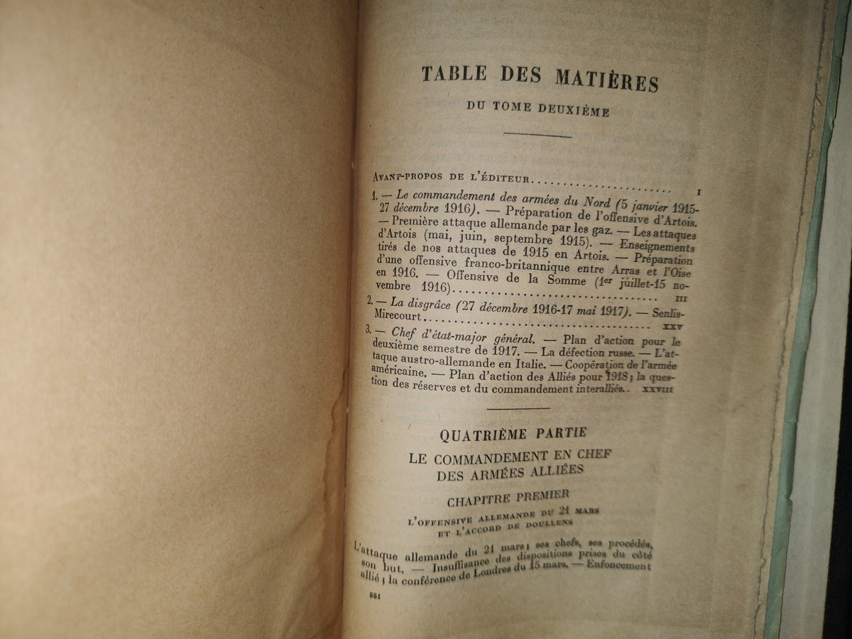 64- Memoires Pour Servir A L'Histoire De La Guerre De 1914-1918 Tome Second. Maréchal Forch - Paris, Librairie Plon. Les Petits-Fils De Plon Et Nourrit, 1931