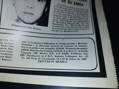 96- ¡Peligro! Tragedias Del Pueblo. Alicia Encinas, Carmelina Encinas. No. 24, 1987