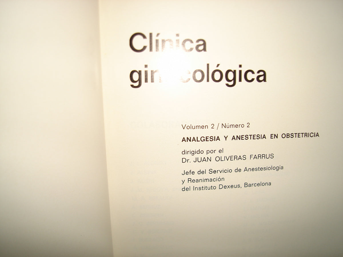 23- Clínica Ginecológica. Volumen 2, Número 2. Analgesia Y Anestesia En Obstetricia