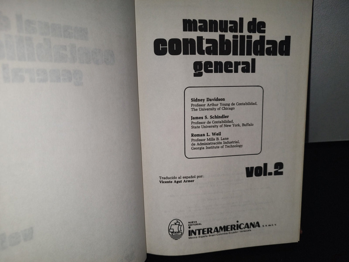 90- Manual De Contabilidad General. Sidney Davidson, James S. Schindler. Interamericana, 1A. E. 1977