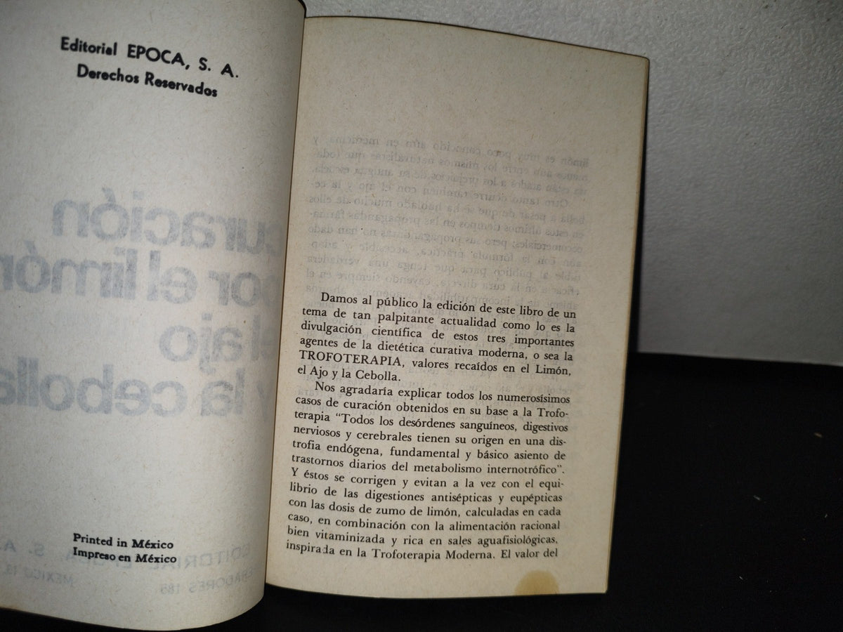 92- Curación Por El Limón, El Ajo Y La Cebolla - N. Capo, Editorial Época, S. A.