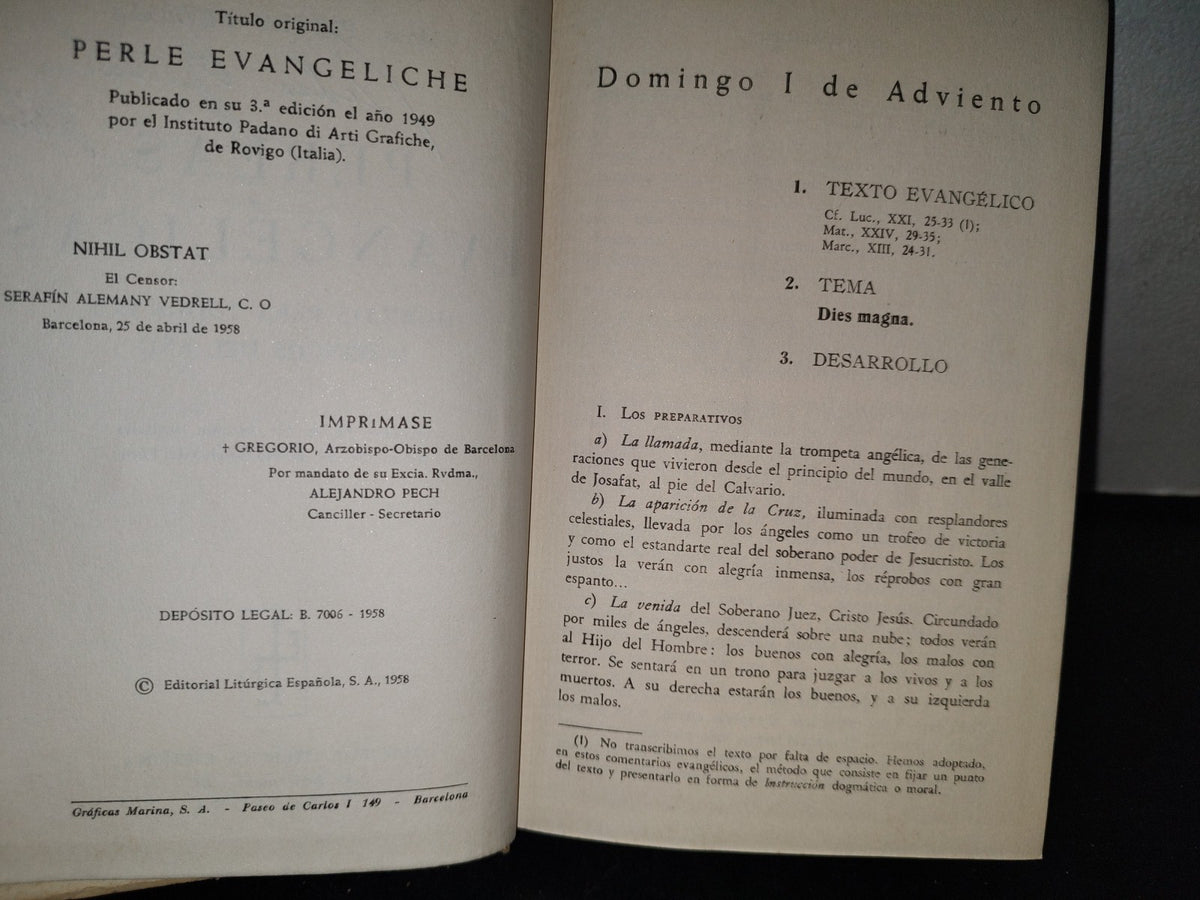 64- Perlas Evangélicas. Homilias Para Todos Los Domingos Del Año - Mons. Pietro Pezzali - 1958
