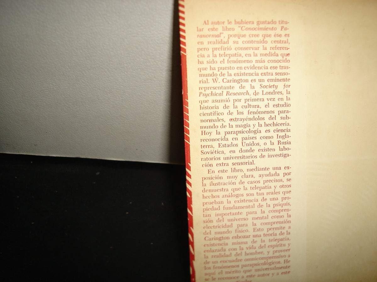 167- La Telepatía. Hechos-Teoría-Implicaciones - Wately Carington - Editorial Dedalo