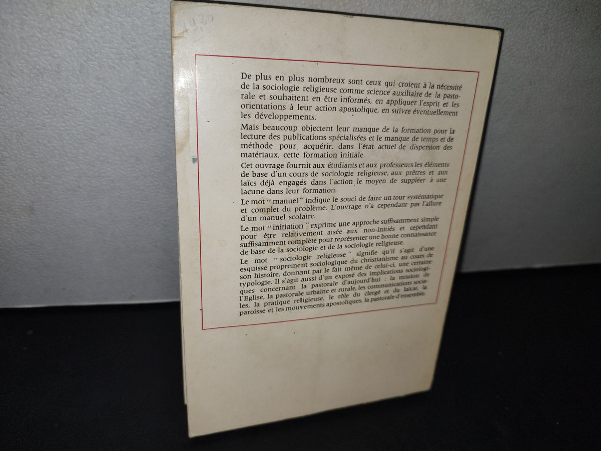 212- Manuel D'Initiation À La Sociologie - Religieuse - Joseph Laloux - 1967