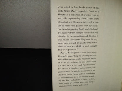 220- Just As I Thought - Grace Paley - Farrar, Straus And Giroux - First Edition 1998