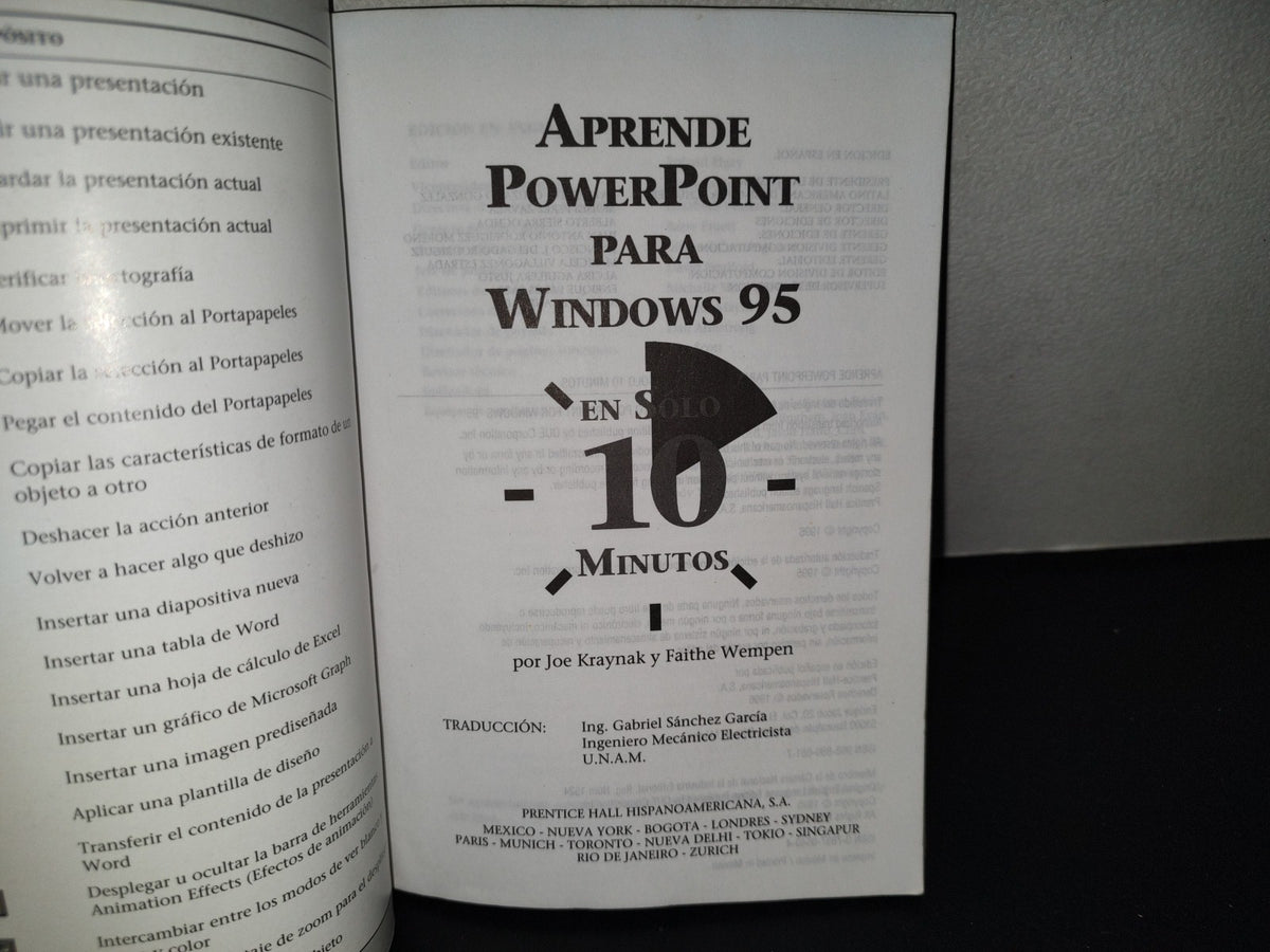 202- Aprende PowerPoint Para Windows 95 En Sólo 10 Minutos - Joe Kraynak Y Faithe Wempen