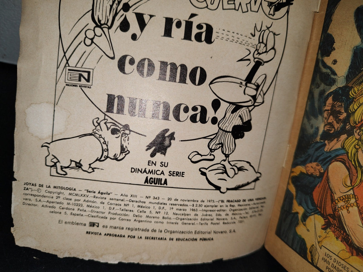 179- Joyas De La Mitología Presenta: ”El Fracaso De Una Venganza” Año Xiii, No. 342, Noviembre 1975