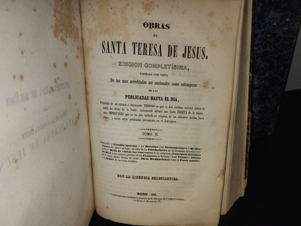 96- Obras De Santa Teresa De Jesús. Edición Completísima. Tomos I, II, V, VI - Madrid 1852