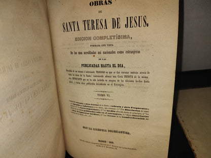 96- Obras De Santa Teresa De Jesús. Edición Completísima. Tomos I, II, V, VI - Madrid 1852