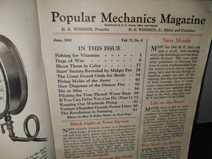 171- Antigua Revista Mecánica Popular / Popular Mechanics. Dogs Of War. Vol. 77, No. 6, June 1942