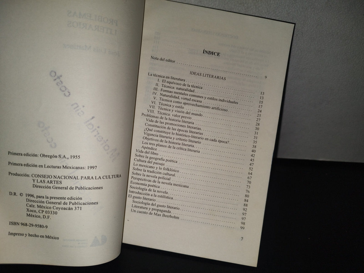 85- Lecturas Mexicanas. Problemas Literarios - José Luis Martínez - Primera Edición 1997