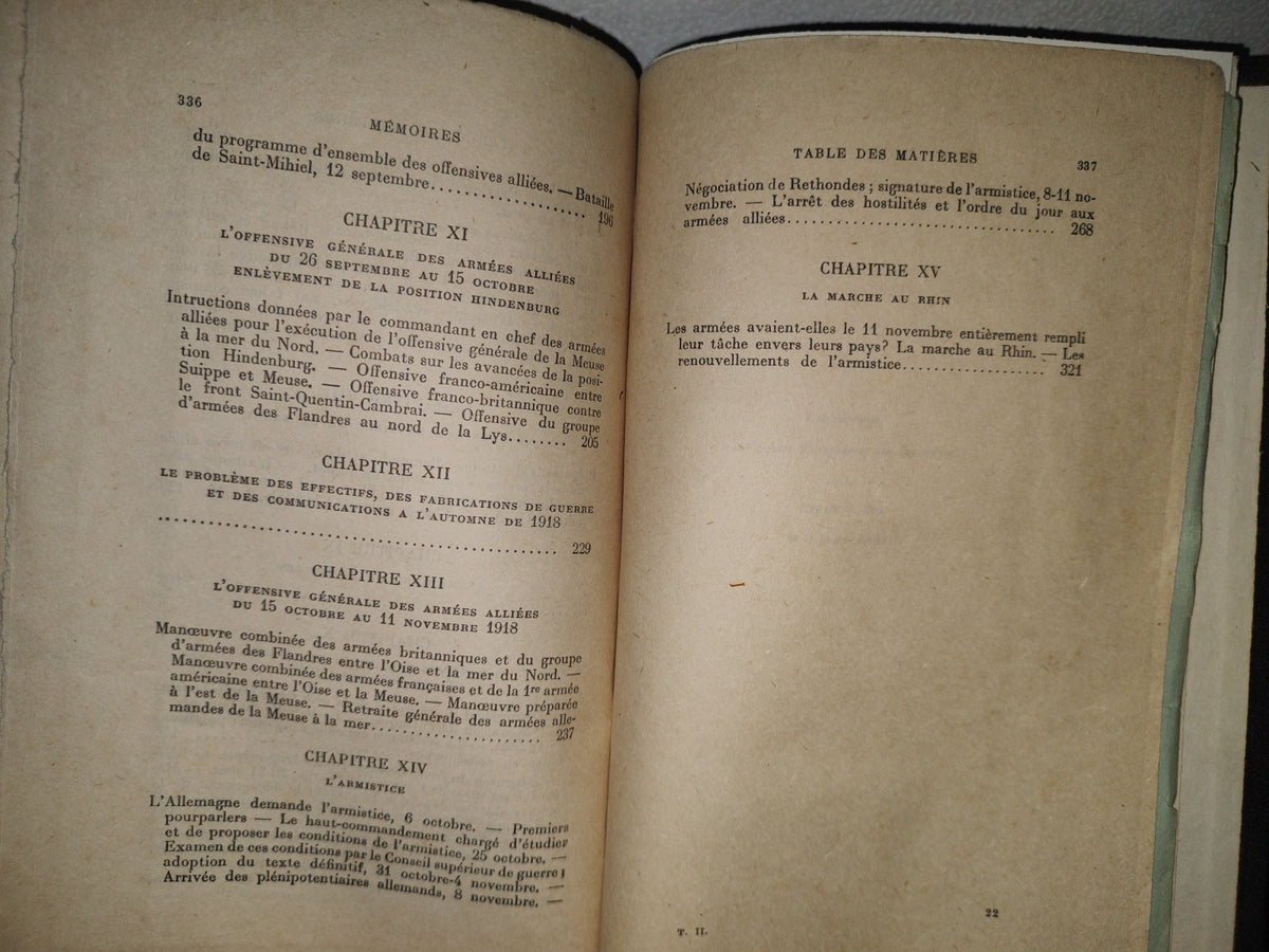 64- Memoires Pour Servir A L'Histoire De La Guerre De 1914-1918 Tome Second. Maréchal Forch - Paris, Librairie Plon. Les Petits-Fils De Plon Et Nourrit, 1931