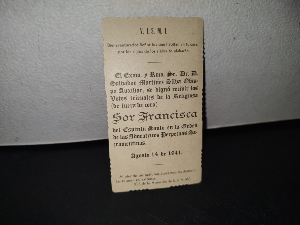 A10C1-2- Antigua Estampa: Sagrado Corazón Elevándose Sobre El Monte Calvario - 1941
