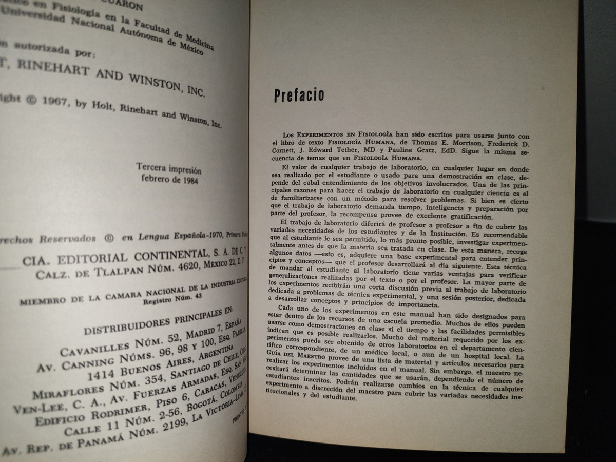 83- Experimentos En Fisiología - Morrison, Cornett, Tether, Gratz