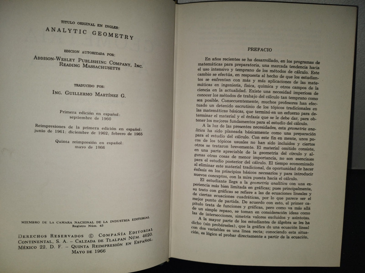 196- Geometría Analítica - Gordon Fuller - Compañía Editorial Continental, 1966