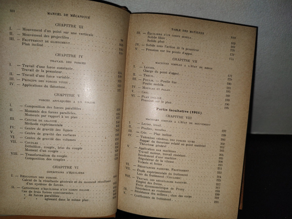 64- Francés. Manual De Mecánica / Manuel De Mécanique - F. G. M. - 1916