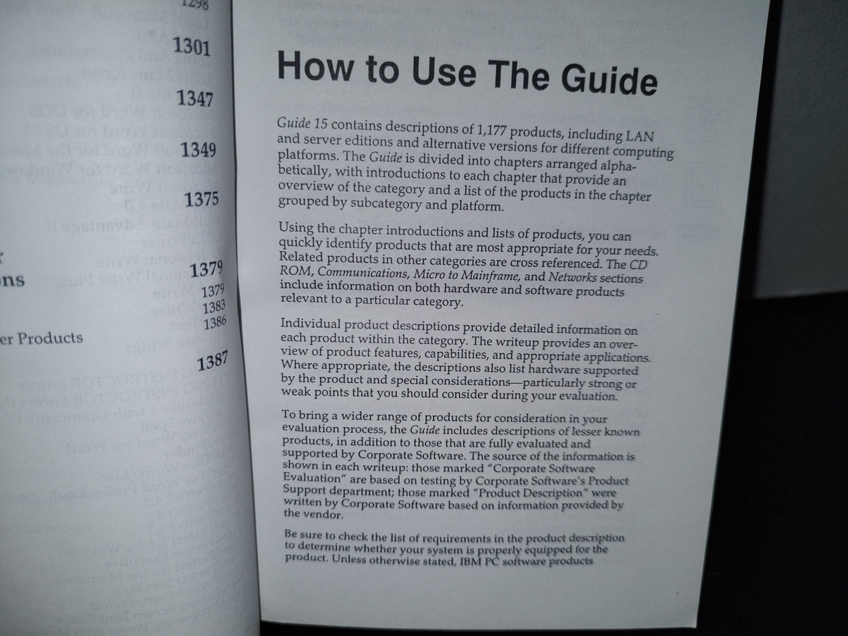 54- The Corporate Software Guide. An Objective Guide To Personal Computer Products For The Informati