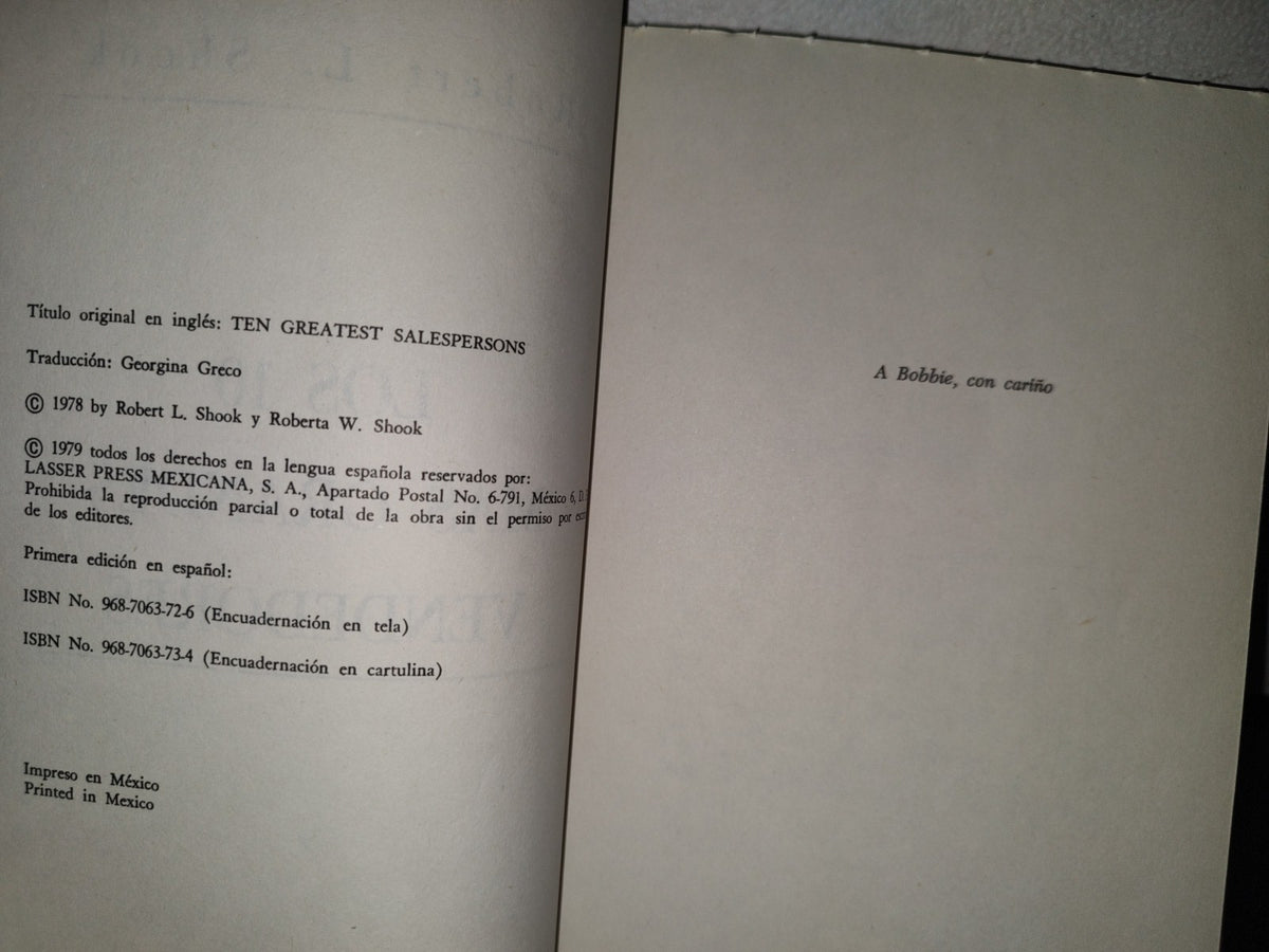 139- Los 10 Más Grandes Vendedores - Robert L. Shook - Lasser Press Mexicana, S. A., Primera Edición En Español, 1979