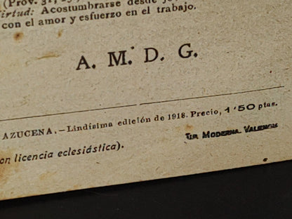 A10C1-2- Panfleto Religioso: Semillas De Virtud. La Joven Mejor Dotada. Serie 2. Núm. 127 - 1918