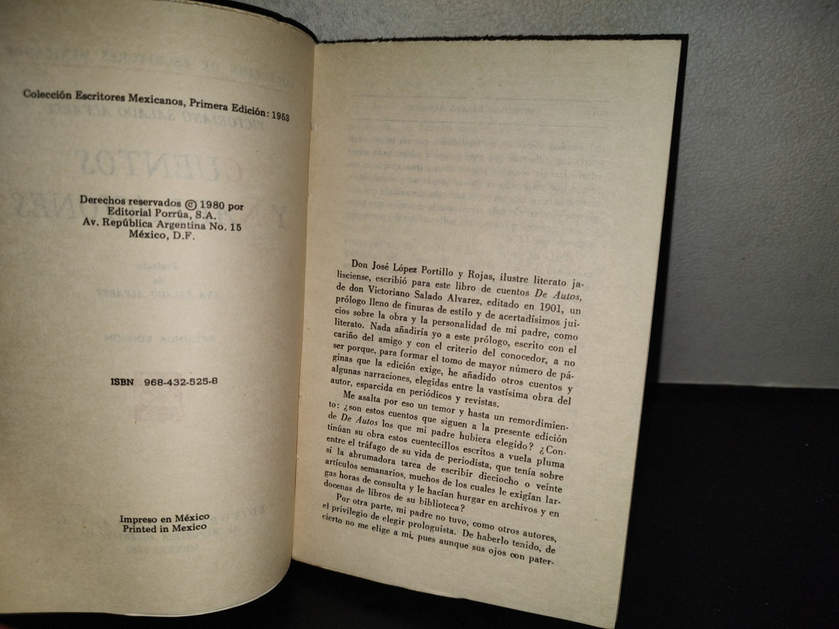 202- Colección De Escritores Mexicanos: Cuentos Y Narraciones - Victoriano Salado Álvarez. Porrúa - 1980