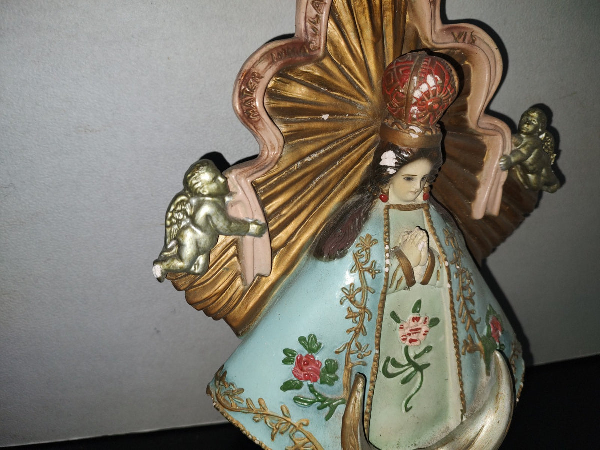 A1- Antigua Escultura Grande De Cerámica. Virgen De Zapopan, Jalisco, México - 60'S - 70'S
