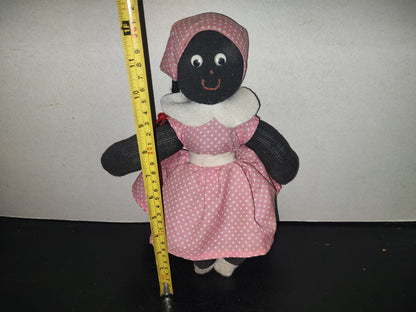 A6- Muñeco De Peluche Vintage: Negrita Con Vestido Rosa - 80'S